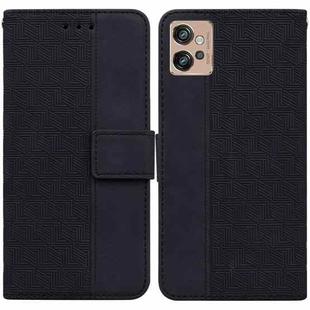 For Motorola Moto G32 Geometric Embossed Flip Leather Phone Case(Black)