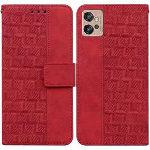 For Motorola Moto G32 Geometric Embossed Flip Leather Phone Case(Red)