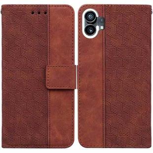 For Nothing Phone 1 Geometric Embossed Flip Leather Phone Case(Brown)