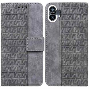 For Nothing Phone 1 Geometric Embossed Flip Leather Phone Case(Grey)