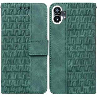 For Nothing Phone 1 Geometric Embossed Flip Leather Phone Case(Green)