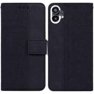 For Nothing Phone 1 Geometric Embossed Flip Leather Phone Case(Black)