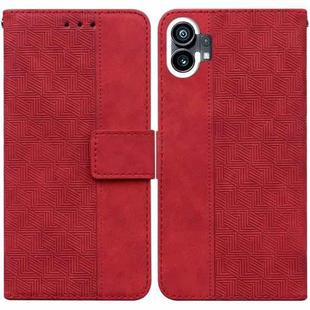 For Nothing Phone 1 Geometric Embossed Flip Leather Phone Case(Red)