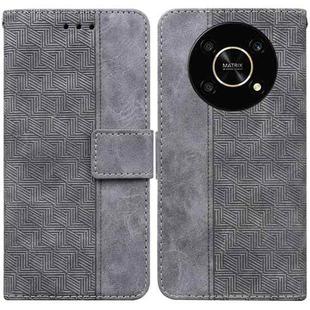 For Honor X9 / X9 5G Geometric Embossed Flip Leather Phone Case(Grey)