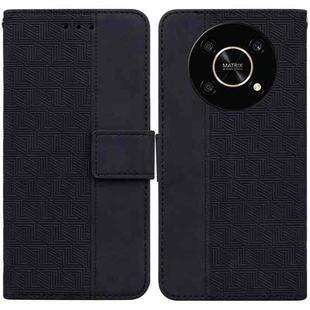 For Honor X9 / X9 5G Geometric Embossed Flip Leather Phone Case(Black)