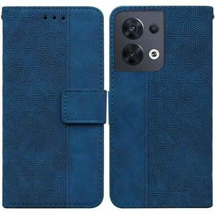 For OPPO Reno8 Geometric Embossed Flip Leather Phone Case(Blue)
