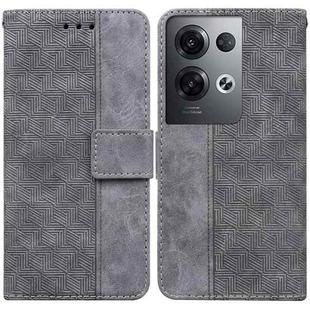 For OPPO Reno8 Pro+ Geometric Embossed Flip Leather Phone Case(Grey)