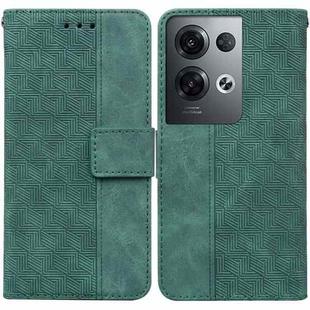 For OPPO Reno8 Pro+ Geometric Embossed Flip Leather Phone Case(Green)