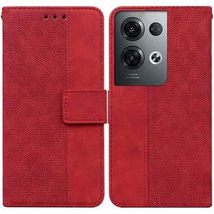 For OPPO Reno8 Pro+ Geometric Embossed Flip Leather Phone Case(Red)