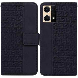 For OPPO Reno7 4G Geometric Embossed Flip Leather Phone Case(Black)