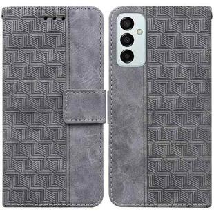 For Samsung Galaxy M13 4G Geometric Embossed Flip Leather Phone Case(Grey)