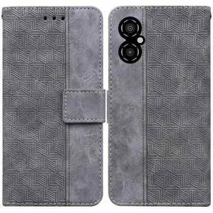 For Xiaomi Poco M4 5G Geometric Embossed Flip Leather Phone Case(Grey)