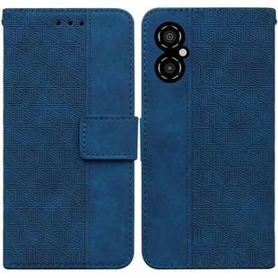 For Xiaomi Poco M4 5G Geometric Embossed Flip Leather Phone Case(Blue)