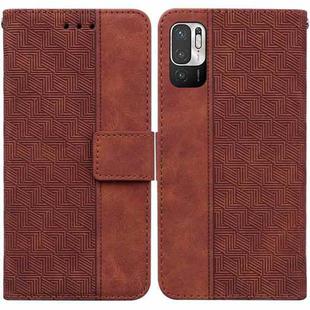 For Xiaomi Redmi Note 11T Pro / 11T Pro+ 5G Geometric Embossed Flip Leather Phone Case(Brown)