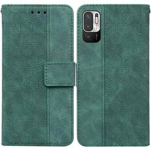 For Xiaomi Redmi Note 11T Pro / 11T Pro+ 5G Geometric Embossed Flip Leather Phone Case(Green)