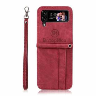 For Samsung Galaxy Z Flip4 BETOPNICE Dual-side Buckle Leather Phone Case(Red)