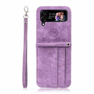 For Samsung Galaxy Z Flip4 BETOPNICE Dual-side Buckle Leather Phone Case(Purple)