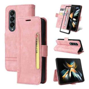 For Samsung Galaxy Z Fold4 BETOPNICE Dual-side Buckle Leather Phone Case(Pink)