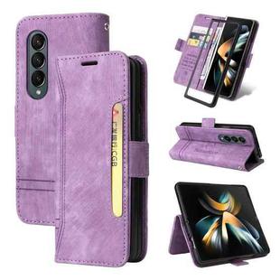 For Samsung Galaxy Z Fold4 BETOPNICE Dual-side Buckle Leather Phone Case(Purple)