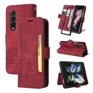 For Samsung Galaxy Z Fold3 BETOPNICE Dual-side Buckle Leather Phone Case(Red)