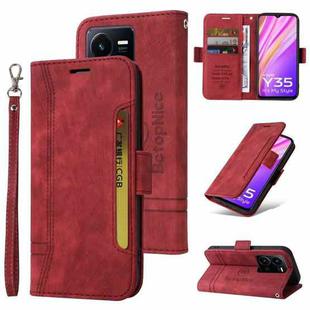 For vivo Y35 4G / Y22s / Y22 BETOPNICE Dual-side Buckle Leather Phone Case(Red)