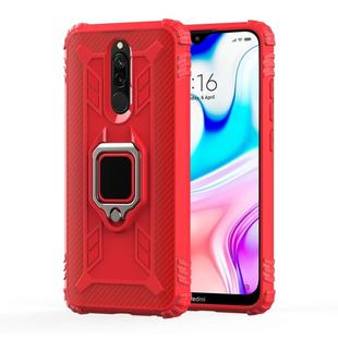 For Xiaomi Redmi 8A / 8A Dual Carbon Fiber Protective Case with 360 Degree Rotating Ring Holder(Red)