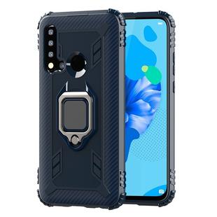 For Huawei Nova 5i / P20 Lite(2019) Carbon Fiber Protective Case with 360 Degree Rotating Ring Holder(Blue)