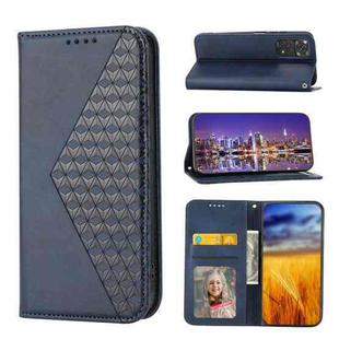For Xiaomi Redmi Note 11 Pro 4G Cubic Grid Calf Texture Magnetic Closure Leather Phone Case(Blue)