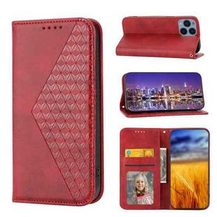 For Sony Xperia 1 IV Cubic Grid Calf Texture Magnetic Closure Leather Phone Case(Red)