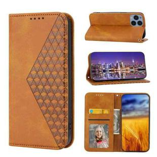 For Sony Xperia 1 IV Cubic Grid Calf Texture Magnetic Closure Leather Phone Case(Yellow)