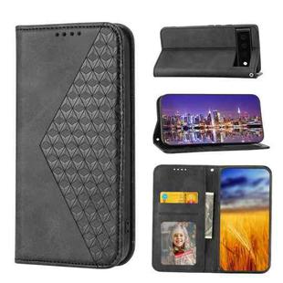 For Google Pixel 6 Cubic Grid Calf Texture Magnetic Closure Leather Phone Case(Black)