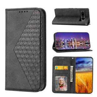 For Google Pixel 7 Pro Cubic Grid Calf Texture Magnetic Closure Leather Phone Case(Black)