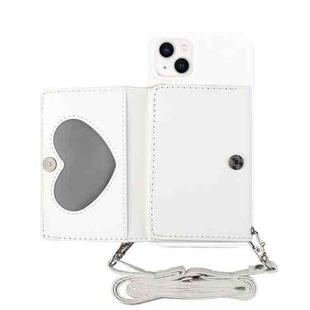 For iPhone 14 Crossbody Lanyard Wallet Card Bag Phone Case(White)