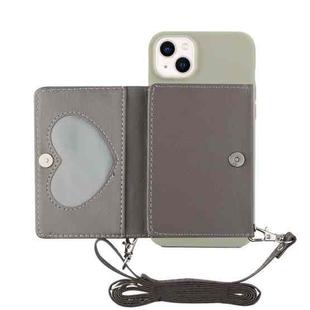 For iPhone 14 Plus Crossbody Lanyard Wallet Card Bag Phone Case(Grey)