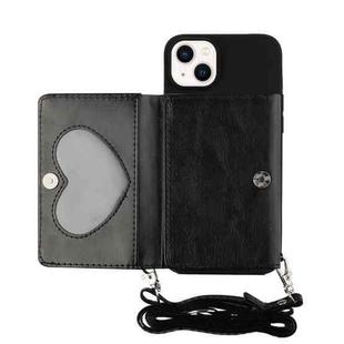 For iPhone 14 Plus Crossbody Lanyard Wallet Card Bag Phone Case(Black)