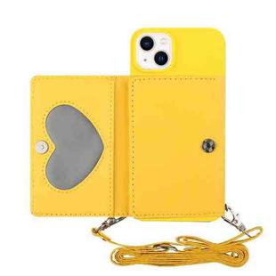 For iPhone 14 Plus Crossbody Lanyard Wallet Card Bag Phone Case(Yellow)
