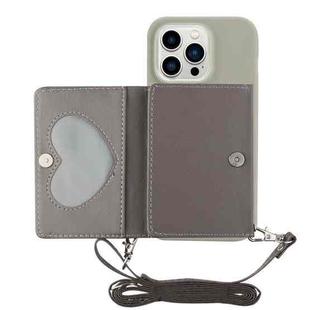 For iPhone 14 Pro Crossbody Lanyard Wallet Card Bag Phone Case(Grey)