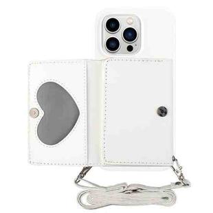 For iPhone 14 Pro Crossbody Lanyard Wallet Card Bag Phone Case(White)