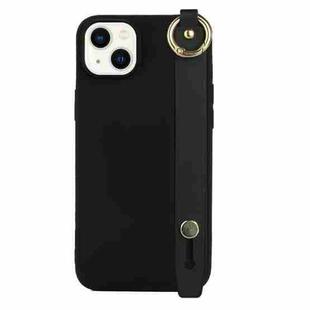 For iPhone 14 Wrist Strap Holder TPU Phone Case(Black)