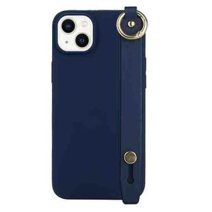 For iPhone 14 Wrist Strap Holder TPU Phone Case(Royal Blue)