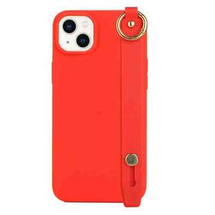 For iPhone 14 Wrist Strap Holder TPU Phone Case(Red)