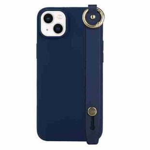 For iPhone 14 Plus Wrist Strap Holder TPU Phone Case(Royal Blue)