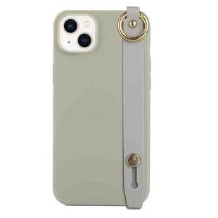 For iPhone 14 Plus Wrist Strap Holder TPU Phone Case(Grey)