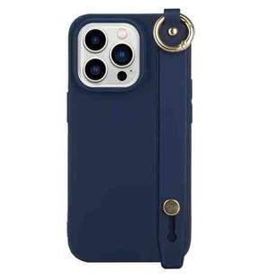 For iPhone 14 Pro Max Wrist Strap Holder TPU Phone Case(Royal Blue)