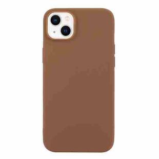 For iPhone 14 Plus Solid Color Frosted Silicone Phone Case(Coffee)