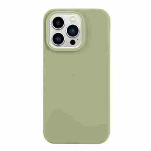 For iPhone 14 Pro Max Solid Color Frosted Silicone Phone Case(Bean Green)