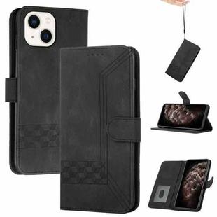 For iPhone 14 Cubic Skin Feel Flip Leather Phone Case(Black)