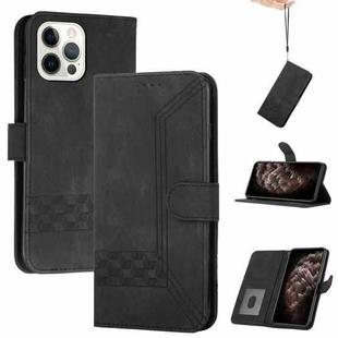For iPhone 14 Pro Max Cubic Skin Feel Flip Leather Phone Case(Black)