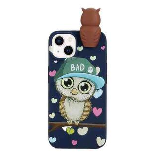 For iPhone 14 Shockproof Cartoon TPU Phone Case(Blue Owl)