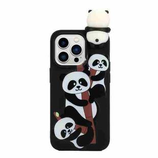 For iPhone 14 Pro Max Shockproof Cartoon TPU Phone Case(Three Pandas)